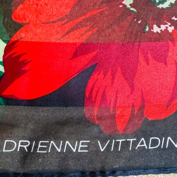 Adrienne Vittadini Vintage Silk Scarf Moody Garden Florals 80s Designer Stmt - Picture 2 of 6